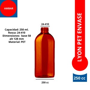 LYON 250cc AMBAR PET ENVASE 24/410